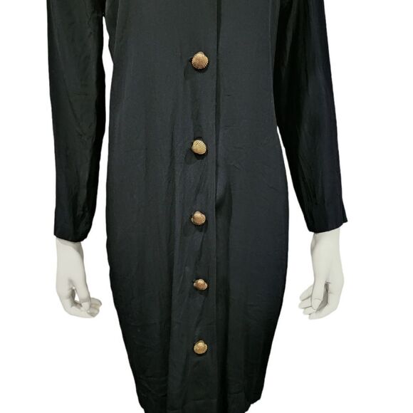 2110 by Jules Black Long Sleeved T Shirt Dress Metal Shell Buttons - Picture 8 of 14